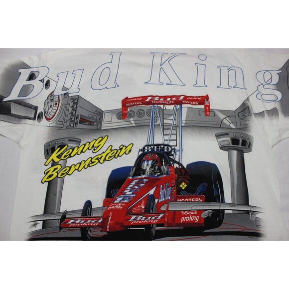 NHRA vintage 90s Kenny Bernstein Signed Bud King Aircraft Carrier AOP Shirt XL - Picture 13 of 14